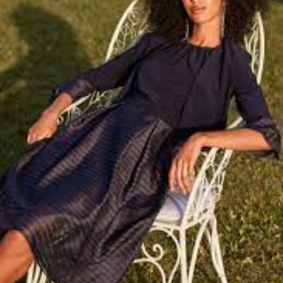 Navy Sleeveless Dress with tulle (no jacket) by Jo